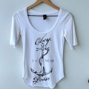 Obey Anchor Print White Tee